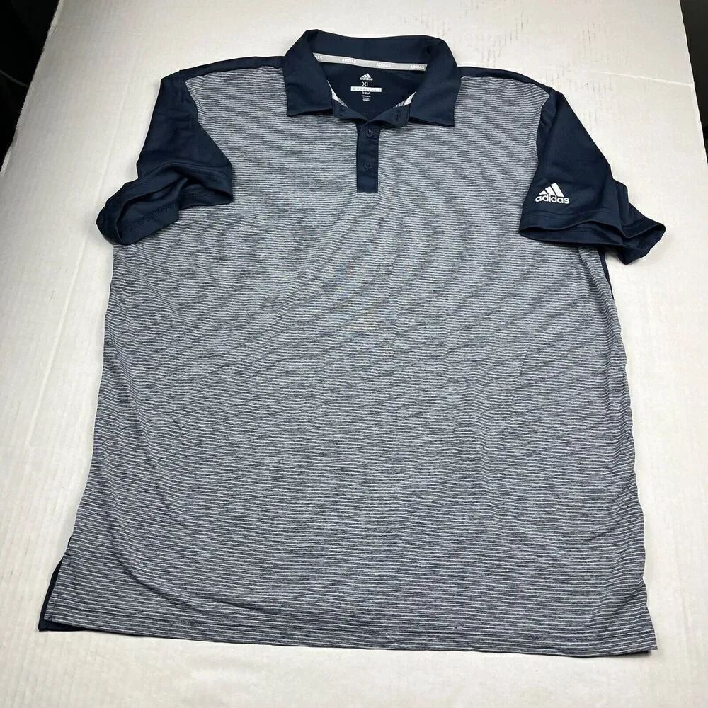 Adidas Mens Golf Polo Shirt Blue Stretch Performance Short Sleeve Top Size XL